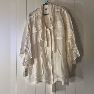 Anthropologie Cream Sheer Blouse